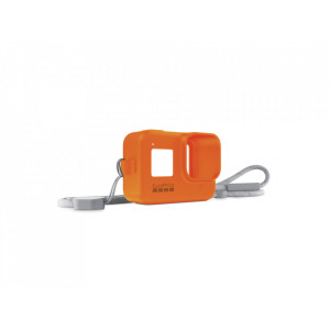 Husa silicon + snur reglabil GoPro Sleeve, compatibil cu Hero 8, NM/ AJSST-004, Portocaliu
