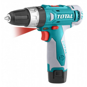 Masina de gaurit cu percutie si 2 acumulatori Total, 12V/LED Li-ion, 1250 rpm, mandrina automata 10 mm, timp incarcare 2 ore, NM/ TIDLI228120, Turcoaz