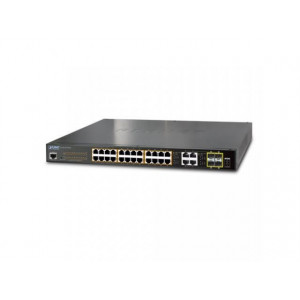 Planet IPv6/IPv4, 24-Port Managed 802.3at POE+ Gigabit Ethernet Switch + 4-Port Gigabit Combo TP/SFP