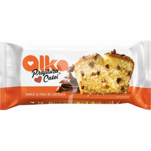 Prajitura casei cu crema de vanilie si fulgi de ciocolata Alka 300g, NM25931