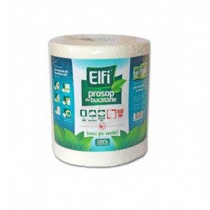 Prosop de bucatarie Elfi, 1 rola, 2 straturi, 50 m, Alb