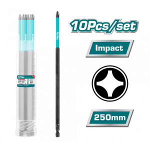 Set 10 biti de impact Total TACIM16PH2103/NM, PH2 x 250 mm, Verde/Negru