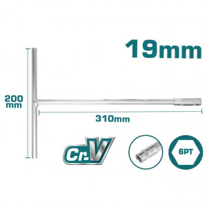 TOTAL - Cheie tubulara cu maner in T - 19mm, 200x310