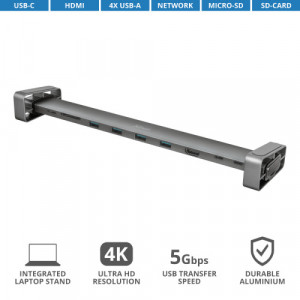 TRUST Dalyx Aluminium 10-in-1 USB-C Multi-port Dock