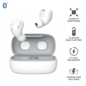 TRUST Nika Compact Bluetooth Wireless Earphones - white