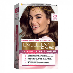 Vopsea de par permanenta cu amoniac L'Oreal Paris Excellence Creme 5 Saten, 192 ml