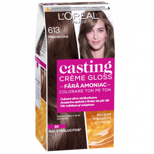 Vopsea de par semi-permanenta fara amoniac L'Oreal Paris Casting Creme Gloss 613 Mocaccino, 180 ml