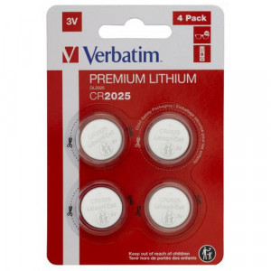 Baterii Verbatim, Lithium, CR2025, 3V, 4 bucati, NM/49532, Argintiu