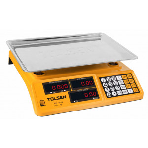 Cantar elctric digital Tolsen , afisaj dublu, ecran LED, baterie reincarcabila, 40 Kg, NM/ TL-35200, Galben