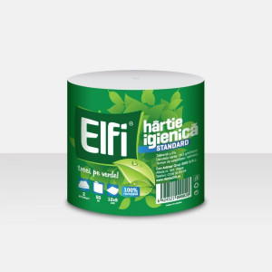 Hartie igienica Elfi Standard, 2 straturi, 24 role, 50 m, Gri
