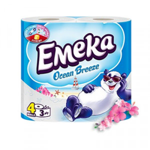 Hartie igienica Emeka Ocean Breeze, 3 straturi, 4 role, Alb