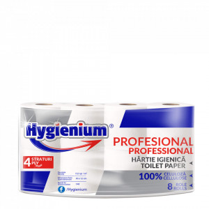 Hartie igienica Hygienium, gofrata, 4 straturi, 8 role, Alb