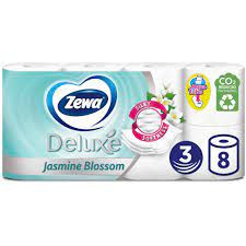 Hartie igienica Zewa Deluxe Jasmine Blossom, 3 straturi, 8 role, Alb