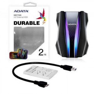 HDD portabil Adata HD770G, 2TB, RGB, 2.5", USB 3.2, Negru