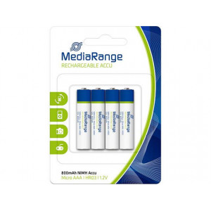 MediaRange Rechargeable NiMH Accus, Micro AAA/HR03/1.2V PACK 4