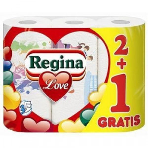 Prosoape de bucatarie Regina Love, 3 role, 3 straturi, 12.9 m/rola, 54 foi, Alb