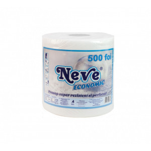 Prosop de bucatarie Neve Economic, 1 rola, 2 straturi, 500 foi, 23 x 20 cm, rola 115 m, Alb