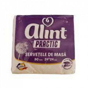 Servetele de masa Alint Practic, 1 strat, 24 x 24 cm, 90 buc, Alb