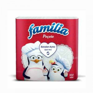 Servetele de masa Familia, 1 strat, 30 x 30 cm, 100 buc, Alb