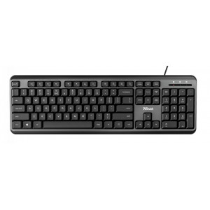 Tastatura Trust Ody NM 24507, 104 taste, silent, waterproof, USB, cablu 180 cm, Negru