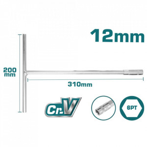 TOTAL - Cheie tubulara cu maner in T - 12mm, 200x3