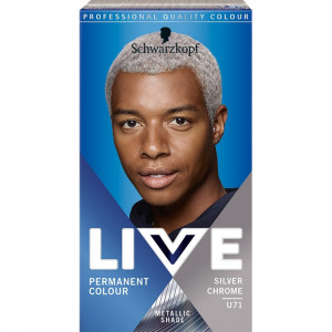 Vopsea de par permanenta Schwarzkopf Live pentru barbati U71 Argintiu Cromat, 142.5 ml