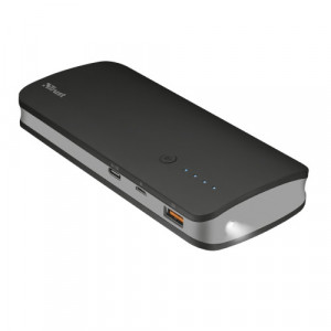 Baterie externa cu lanterna Trust Omni Ultra Fast 10000 mAh, USB-C + microUSB, NM/ 21858, Negru