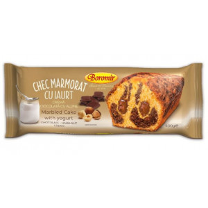 Chec marmorat cu iaurt si crema de ciocolata cu alune Boromir 400g, NM25611