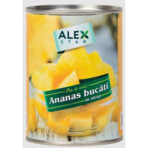 Cuburi de ananas in sirop Alex Star 580g, NM23155