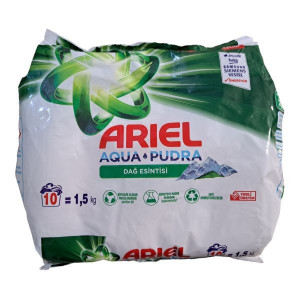 Detergent automat pudra Ariel Aqua Pudra Color, 10 spalari, 1.5 kg, Alb/Verde
