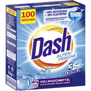 Detergent automat pudra Dash Alpin Frische, 100 spalari, 6 kg, Albastru