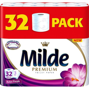 Hartie igienica Milde Relax Purple, 3 straturi, 32 role, Alb