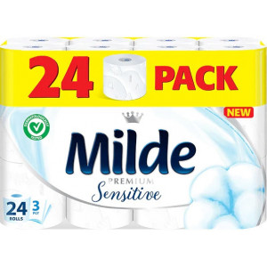 Hartie igienica Milde Sensitive, 3 straturi, 24 role, Alb