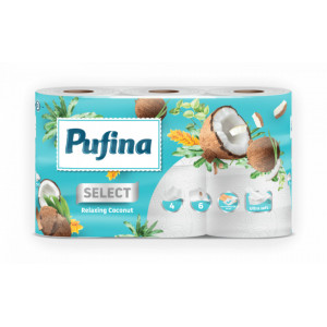Hartie igienica Pufina Lux Cocos, 8 role, 3 straturi, Alb