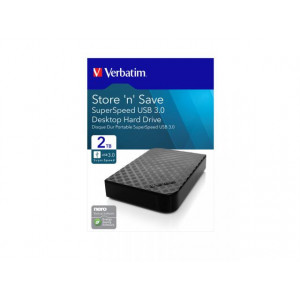 HDD extern Verbatim Store'n'Save, 2 TB, USB 3.0, 3.5 inch, NM/ 47683, Negru