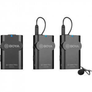 Kit lavaliere wireless Boya NMBY-WM4 Pro-K2, doua linii wireless 2.4Ghz, 2 microfoane lavaliera, 2TX+RX, DSLR & Smartphone, Gri
