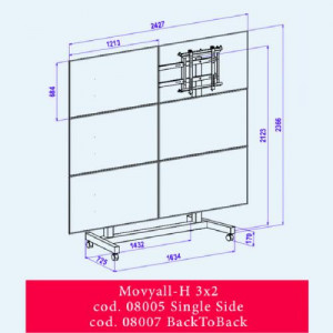 OMB MOVYALL - stand mobil pentru VIDEOWALL, 3x2 single, landscape