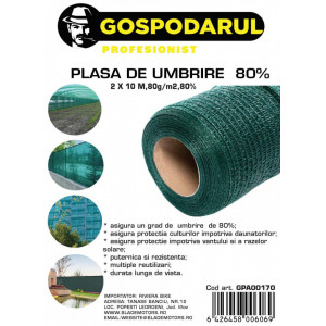 Plasa de umbrire ,2X10 M,80g/m2,80%