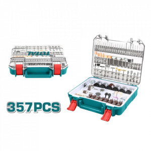 Set 357 piese pentru mini polizor Total TACSD13571/NM, Verde