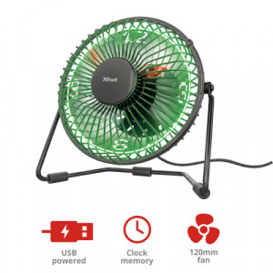 TRUST Victu USB Powered Desk Fan w/LED clock displays