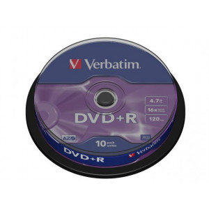 Verbatim DVD+R 16X 10PK SPIND MATT SILV