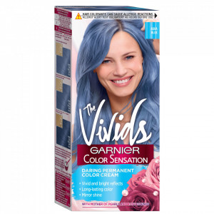 Vopsea de par permanenta cu amoniac Garnier Color Sensation The Vivids cu pigmenti intensi 6.10 Aqua Blue, 110 ml