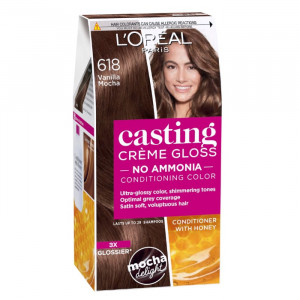 Vopsea de par semi-permanenta fara amoniac L'Oreal Paris Casting Creme Gloss 618 Vanilla Mocha, 180 ml