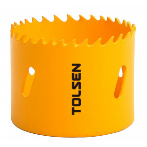 Carota bi-metal Tolsen TL-75770, dinti variabili 4-6TPI, diametrul 70 mm, Galben