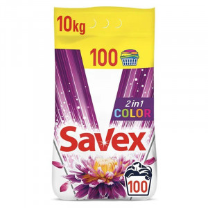 Detergent automat pudra Savex 2 in 1 Color, 100 spalari, 10 Kg, Mov