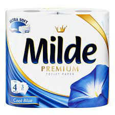 Hartie igienica Milde Cool Blue, 3 straturi, 4 role, Alb