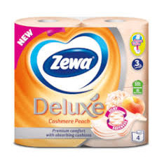 Hartie igienica Zewa Deluxe Cashmere Peach, 3 straturi, 4 role, Portocaliu