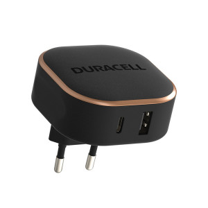 Incarcator Duracell USB-A + USB-C PPS 30W, Negru