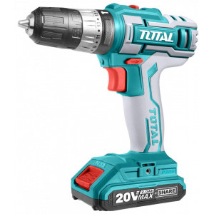 Masina de gaurit cu percutie si acumulator Li-Ion Total, 20 V, 2.0 Ah, 1500 rpm, 10 mm + 50 accesorii, NM/ TIDLI20025, Turcoaz