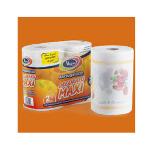 Prosoape de bucatarie Vapa Maxi Decorato, 2 role, 2 straturi, Alb